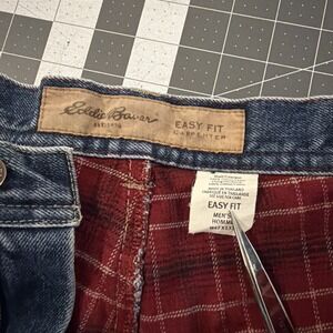 Eddie Bauer Flannel Lined Carpenter Jeans Mens 42x32 Blue Easy Fit Stone Y2K